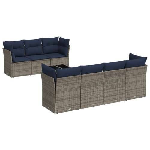 Vrtna garnitura - 8-dijelni set vrtnih sofa od poliratana s jastucima sivi - Siva 4x kutna + stol + 3x srednja 1 Cijena