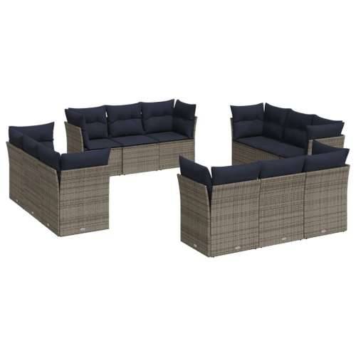 Vrtna garnitura - 12-dijelni set vrtnih sofa od poliratana s jastucima sivi - siva i modra Bez stola 1 Cijena