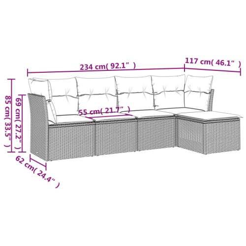 Vrtna garnitura - 5-dijelni set vrtnih sofa s jastucima poliratan smeđi - Smeđe-crvena Bez stola 1 Cijena
