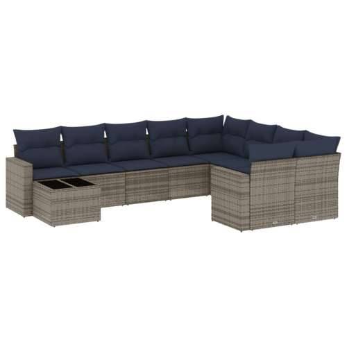 Vrtna garnitura - 10-dijelni set vrtnih sofa od poliratana s jastucima sivi - siva i modra 1 Cijena