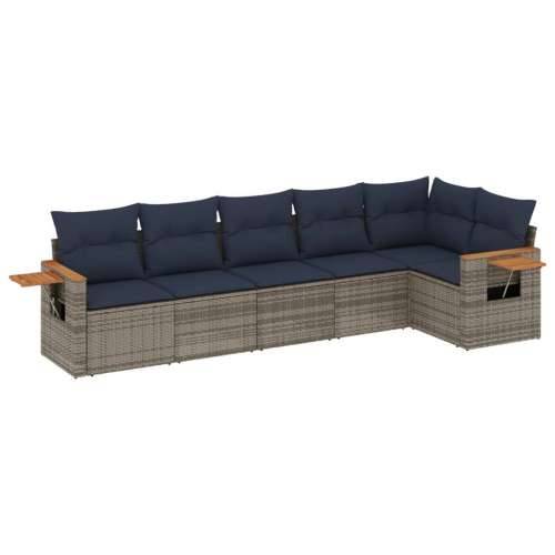 Vrtna garnitura - 6-dijelni set vrtnih sofa od poliratana s jastucima sivi - Siva Bez stola 1 Cijena