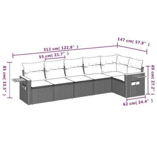 Vrtna garnitura - 6-dijelni set vrtnih sofa od poliratana s jastucima sivi - Siva Bez stola 1 Cijena