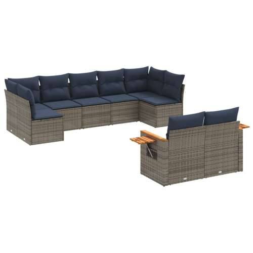 Vrtna garnitura - 9-dijelni set vrtnih sofa od poliratana s jastucima sivi - Siva Bez stola 1 Cijena