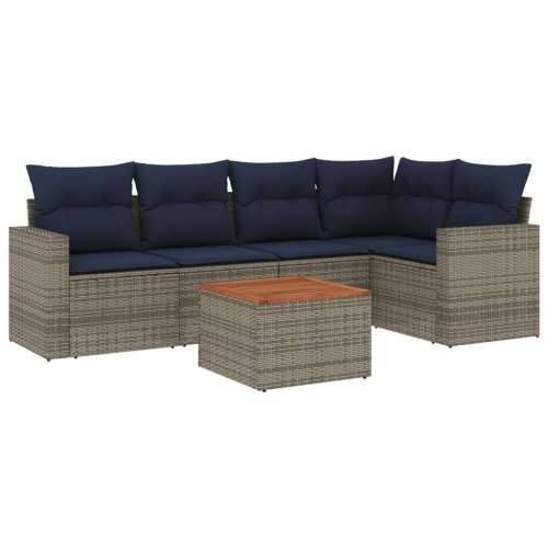 Vrtna garnitura - 6-dijelni set vrtnih sofa od poliratana s jastucima sivi - Siva kutna + 2x srednja + stol + 2x Sofa 1 Cijena