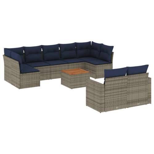 Vrtna garnitura - 10-dijelni set vrtnih sofa od poliratana s jastucima sivi - Siva 2x corner+5x centre+2x sofa+1x garden+11x bac Cijena