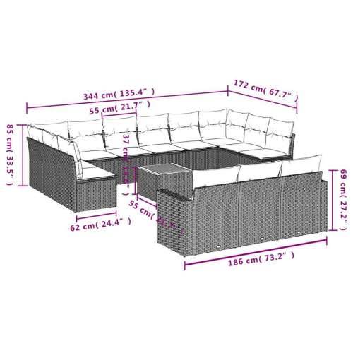 Vrtna garnitura - 14-dijelni set vrtnih sofa od poliratana s jastucima sivi - Siva 1 Cijena