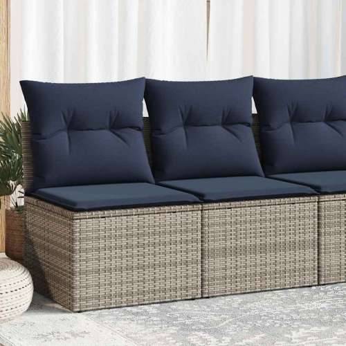 Vrtna garnitura - 2-dijelni set vrtnih sofa poliratan i bagrem s jastucima sivi - Siva bez spremišta 1 Cijena