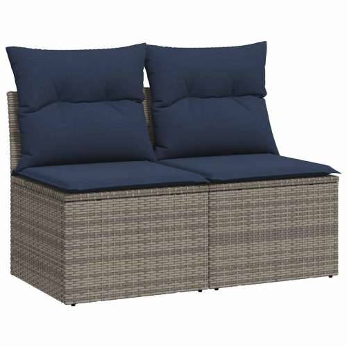 Vrtna garnitura - 2-dijelni set vrtnih sofa poliratan i bagrem s jastucima sivi - Siva bez spremišta 1 Cijena