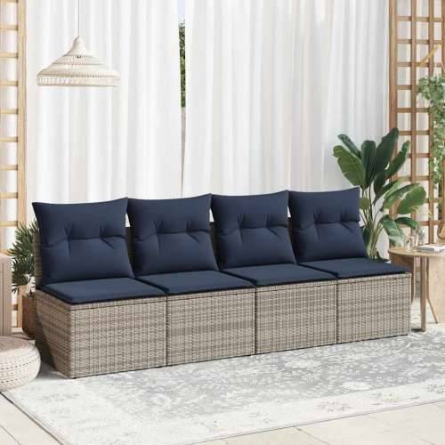 Vrtna garnitura - 2-dijelni set vrtnih sofa poliratan i bagrem s jastucima sivi - Siva bez spremišta 1 Cijena