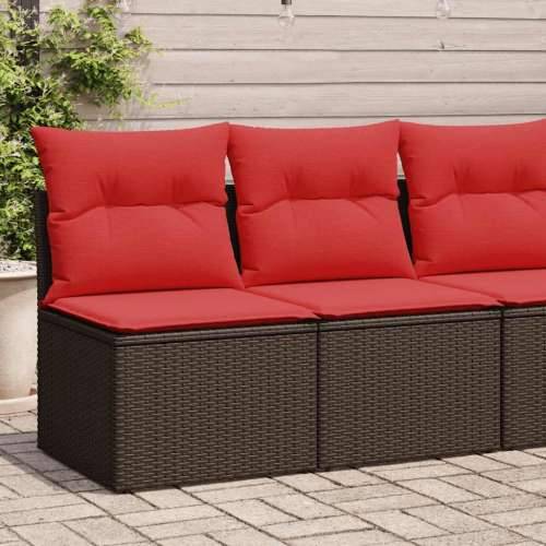 Vrtna garnitura - 2-dijelni set vrtnih sofa poliratan i bagrem s jastucima smeđi - Smeđa bez spremišta 1 Cijena