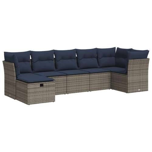Vrtna garnitura - 7-dijelni set vrtnih sofa sivi od poliratana - Siva sa spremištem 7 Cijena