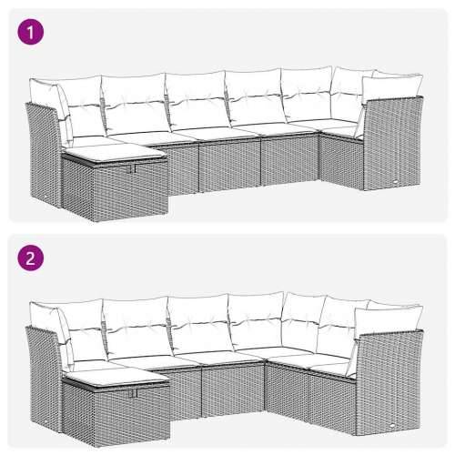 Vrtna garnitura - 7-dijelni set vrtnih sofa sivi od poliratana - Siva sa spremištem 7 Cijena