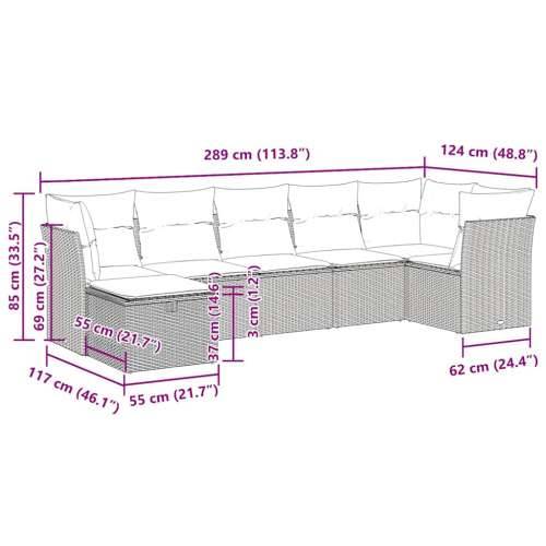 Vrtna garnitura - 7-dijelni set vrtnih sofa sivi od poliratana - Siva sa spremištem 7 Cijena