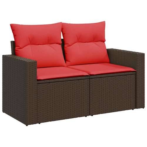 Vrtna garnitura - 5-dijelni set vrtnih sofa s jastucima poliratan smeđi - Smeđa sa spremištem 5 Cijena