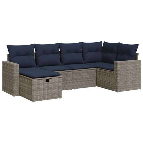 Vrtna garnitura - 6-dijelni set vrtnih sofa od poliratana s jastucima sivi - Siva sa spremištem 5 Cijena