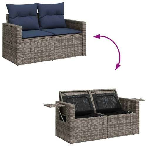 Vrtna garnitura - 7-dijelni set vrtnih sofa sivi od poliratana - Siva sa spremištem 5 Cijena