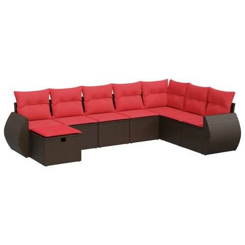Vrtna garnitura - 8-dijelni set vrtnih sofa s jastucima smeđi od poliratana - Smeđa sa spremištem 8 Cijena