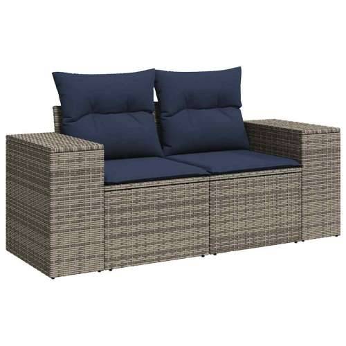 Vrtna garnitura - 9-dijelni set vrtnih sofa od poliratana s jastucima sivi - Siva sa spremištem 8 Cijena