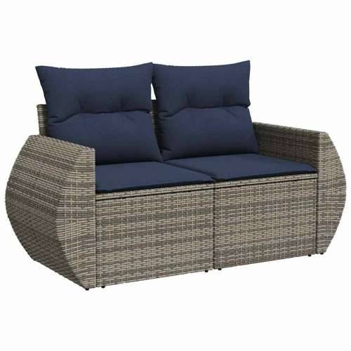 Vrtna garnitura - 6-dijelni set vrtnih sofa od poliratana s jastucima sivi - Siva sa spremištem 1 Cijena