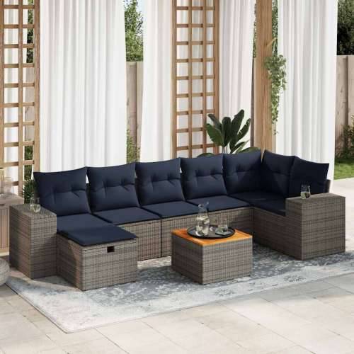 Vrtna garnitura - 8-dijelni set vrtnih sofa od poliratana s jastucima sivi - Siva 1 Cijena