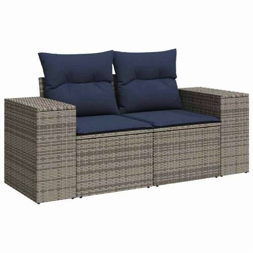 Vrtna garnitura - 8-dijelni set vrtnih sofa od poliratana s jastucima sivi - Siva 1 Cijena
