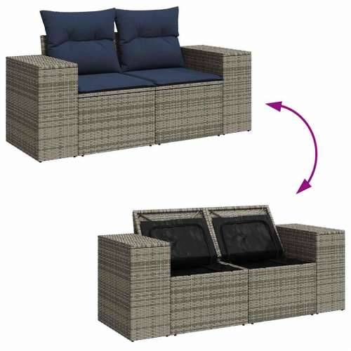 Vrtna garnitura - 8-dijelni set vrtnih sofa od poliratana s jastucima sivi - Siva 1 Cijena