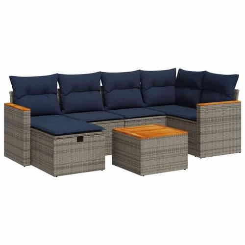 Vrtna garnitura - 7-dijelni set vrtnih sofa sivi od poliratana - Siva sa spremištem 5 Cijena