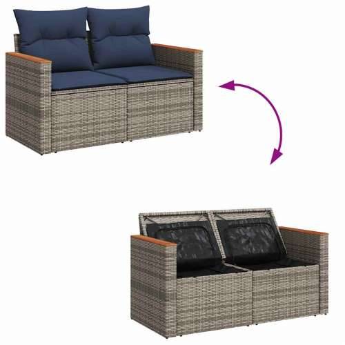 Vrtna garnitura - 7-dijelni set vrtnih sofa sivi od poliratana - Siva sa spremištem 5 Cijena