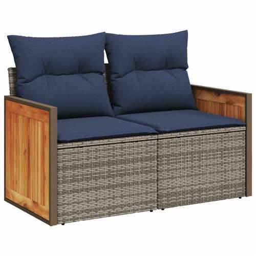 Vrtna garnitura - 7-dijelni set vrtnih sofa sivi od poliratana - Siva sa spremištem 5 Cijena