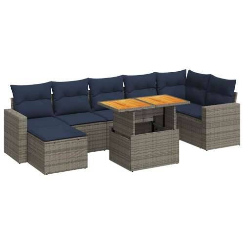 Vrtna garnitura - 8-dijelni set vrtnih sofa od poliratana s jastucima sivi - Siva 1 Cijena