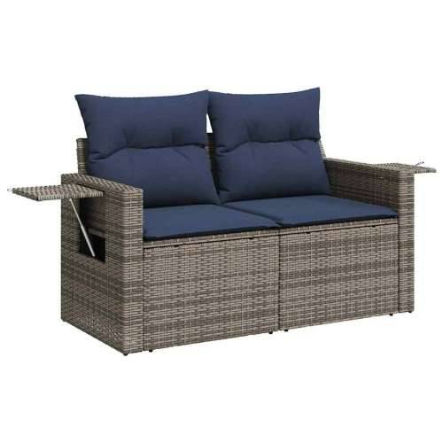 Vrtna garnitura - 8-dijelni set vrtnih sofa od poliratana s jastucima sivi - Siva 1 Cijena