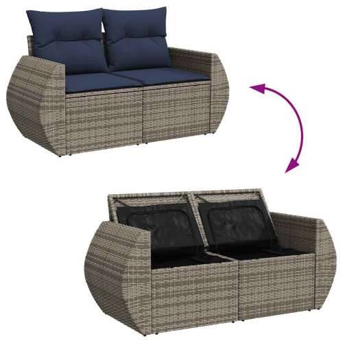Vrtna garnitura - 6-dijelni set vrtnih sofa od poliratana s jastucima sivi - Siva 1 Cijena