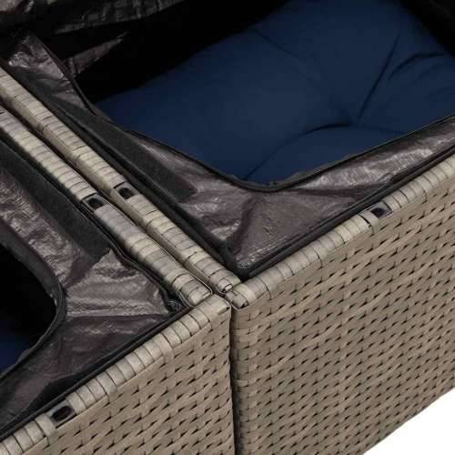 Vrtna garnitura - 6-dijelni set vrtnih sofa od poliratana s jastucima sivi - Siva 1 Cijena