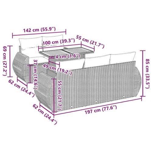Vrtna garnitura - 6-dijelni set vrtnih sofa od poliratana s jastucima sivi - Siva 1 Cijena