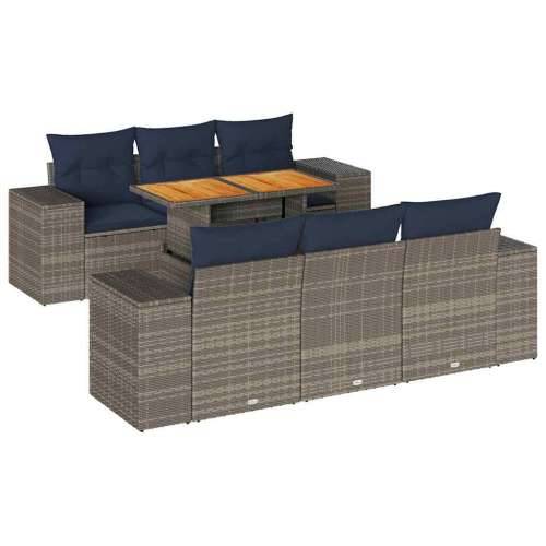 Vrtna garnitura - 7-dijelni set vrtnih sofa sivi od poliratana - Siva 1 Cijena