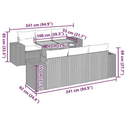 Vrtna garnitura - 7-dijelni set vrtnih sofa sivi od poliratana - Siva 1 Cijena