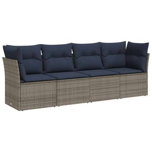 Vrtna garnitura - 4-dijelni set vrtnih sofa od poliratana s jastucima sivi - siva i modra Bez stola 1 Cijena