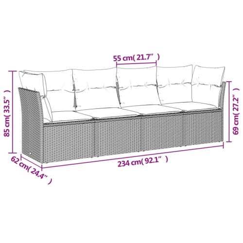 Vrtna garnitura - 4-dijelni set vrtnih sofa od poliratana s jastucima sivi - siva i modra Bez stola 1 Cijena