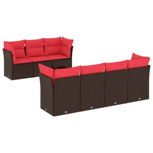 Vrtna garnitura - 8-dijelni set vrtnih sofa s jastucima smeđi od poliratana - Smeđa 4x kutna + stol + 3x srednja 1 Cijena