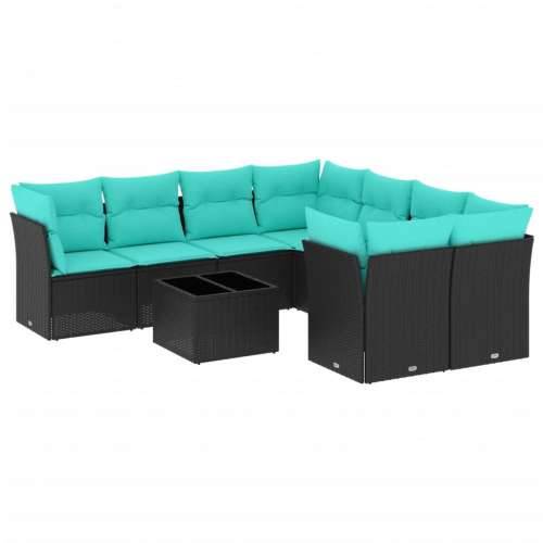 Vrtna garnitura - 9-dijelni set vrtnih sofa od poliratana s jastucima crni - Crna 4x kutna + stol + 4x srednja 1 Cijena