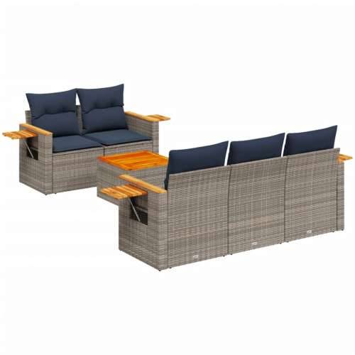 Vrtna garnitura - 6-dijelni set vrtnih sofa od poliratana s jastucima sivi - Siva 1 Cijena