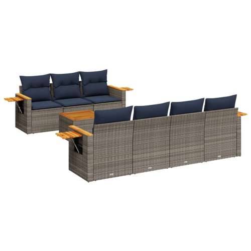 Vrtna garnitura - 8-dijelni set vrtnih sofa od poliratana s jastucima sivi - Siva 1 Cijena