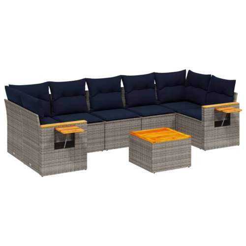 Vrtna garnitura - 8-dijelni set vrtnih sofa od poliratana s jastucima sivi - Siva 1 Cijena