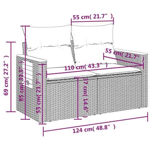 Vrtna garnitura - 8-dijelni set vrtnih sofa od poliratana s jastucima sivi - Siva 1 Cijena