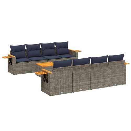 Vrtna garnitura - 9-dijelni set vrtnih sofa od poliratana s jastucima sivi - Siva 1 Cijena
