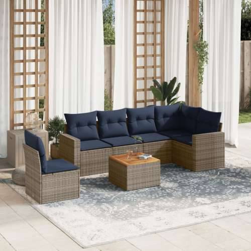 Vrtna garnitura - 7-dijelni set vrtnih sofa od poliratana s jastucima sivi - Siva kutna + 3x srednja + stol + 2x Sofa 1 Cijena