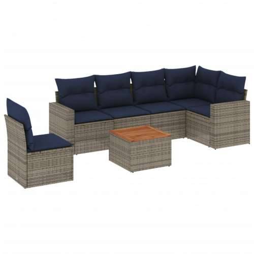 Vrtna garnitura - 7-dijelni set vrtnih sofa od poliratana s jastucima sivi - Siva kutna + 3x srednja + stol + 2x Sofa 1 Cijena