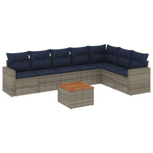 Vrtna garnitura - 8-dijelni set vrtnih sofa od poliratana s jastucima sivi - Siva 1 Cijena