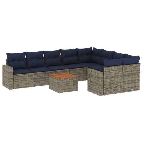 Vrtna garnitura - 10-dijelni set vrtnih sofa od poliratana s jastucima sivi - Siva 2x corner+5x centre+2x sofa+1x garden+11x bac Cijena