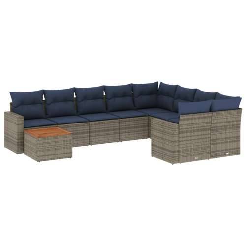 Vrtna garnitura - 10-dijelni set vrtnih sofa od poliratana s jastucima sivi - Siva 2x corner+5x centre+2x sofa+1x garden+11x bac Cijena